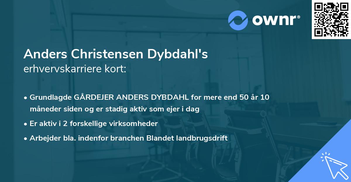 Anders Christensen Dybdahl's erhvervskarriere kort