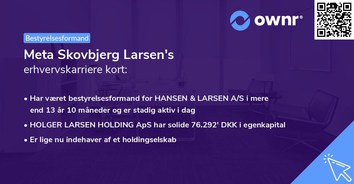 Meta Skovbjerg Larsen's erhvervskarriere kort