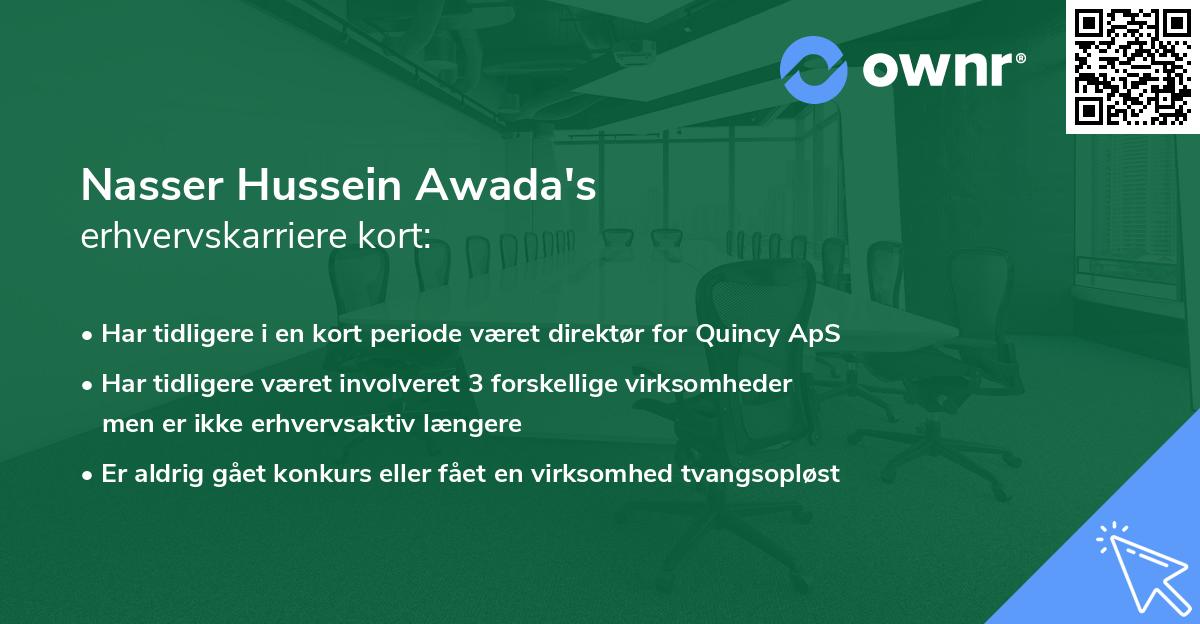 Nasser Hussein Awada's erhvervskarriere kort