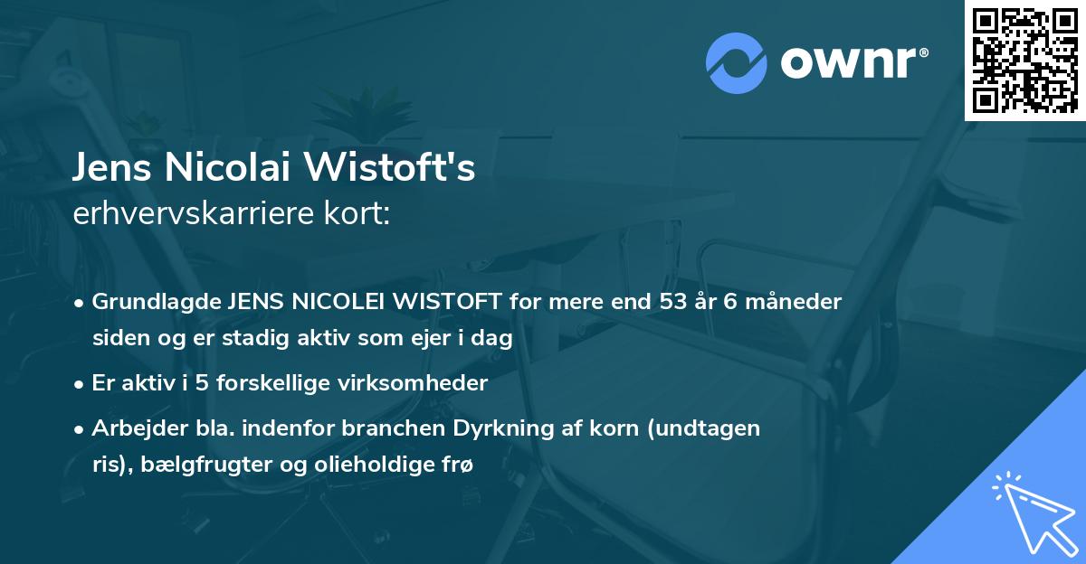 Jens Nicolai Wistoft's erhvervskarriere kort