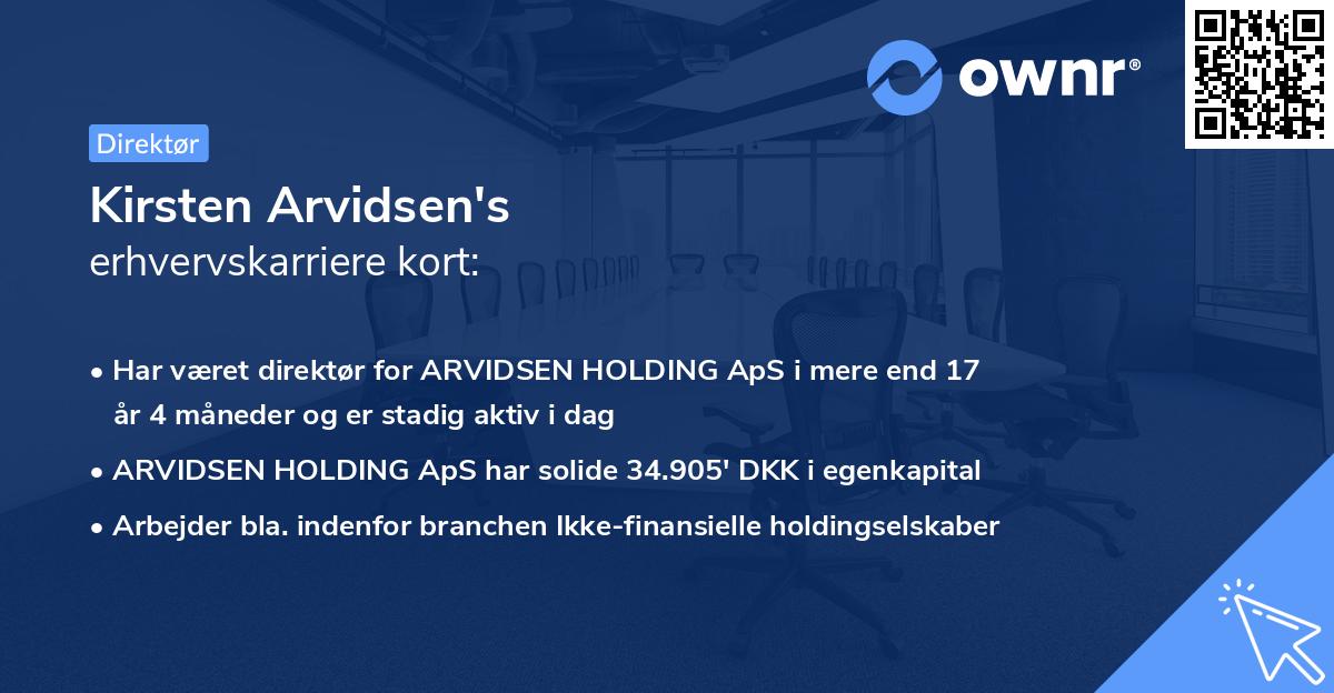 Kirsten Arvidsen's erhvervskarriere kort