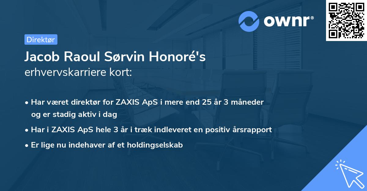 Jacob Raoul Sørvin Honoré's erhvervskarriere kort