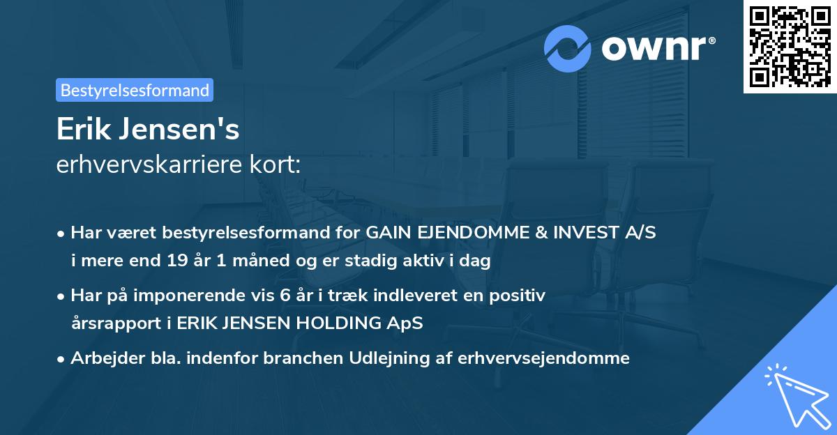 Erik Jensen's erhvervskarriere kort