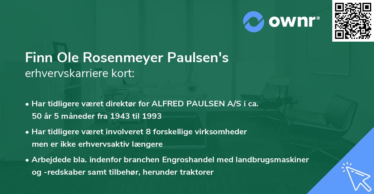 Finn Ole Rosenmeyer Paulsen's erhvervskarriere kort