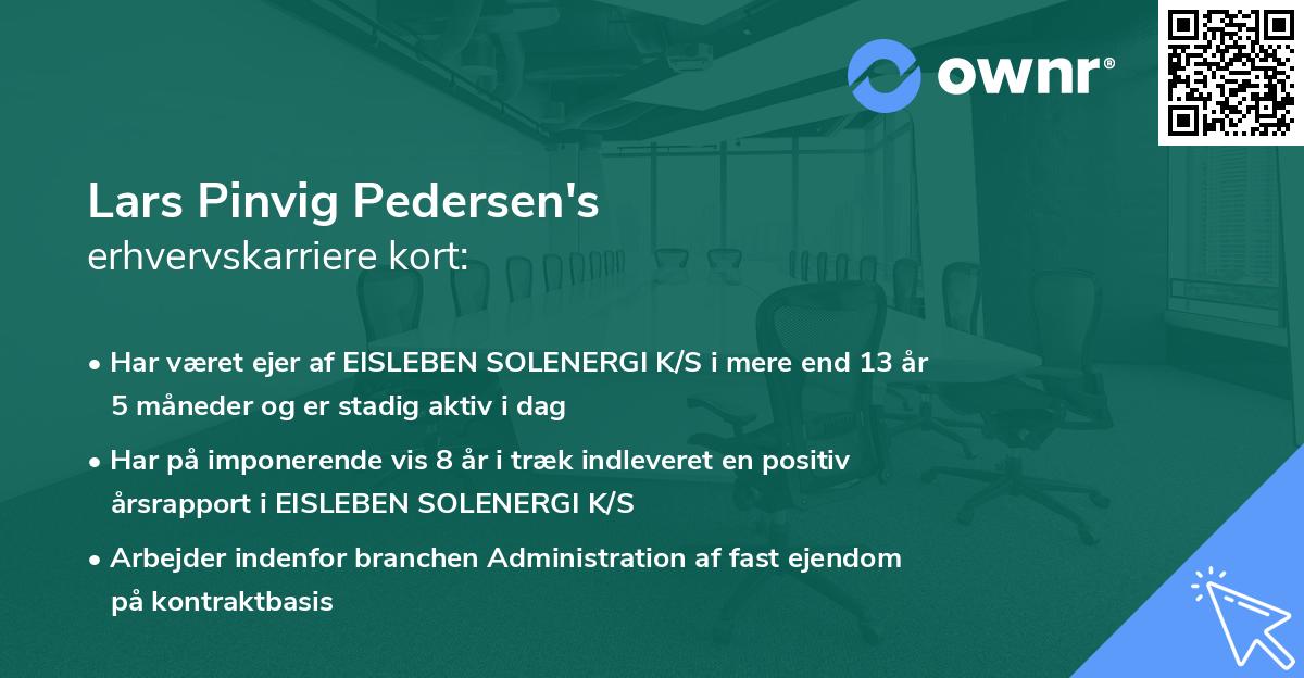 Lars Pinvig Pedersen's erhvervskarriere kort