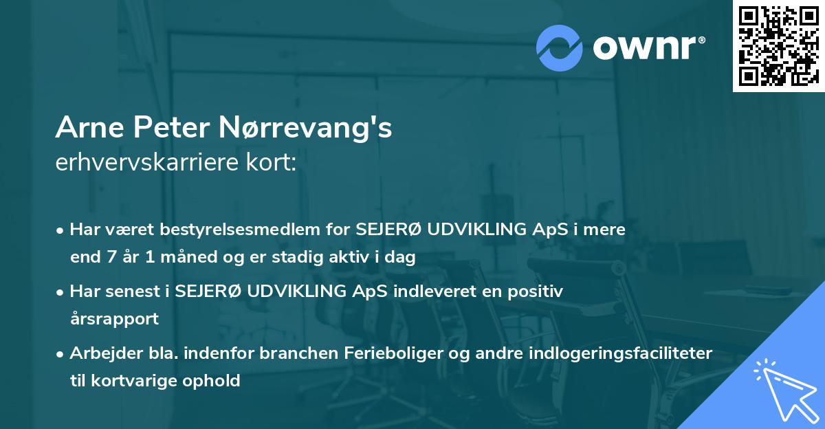 Arne Peter Nørrevang's erhvervskarriere kort