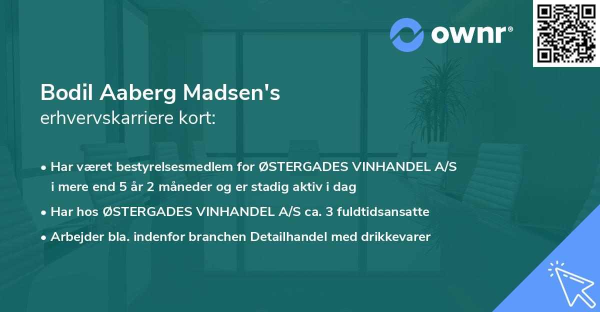 Bodil Aaberg Madsen's erhvervskarriere kort