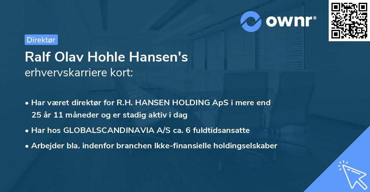 Ralf Olav Hohle Hansen's erhvervskarriere kort