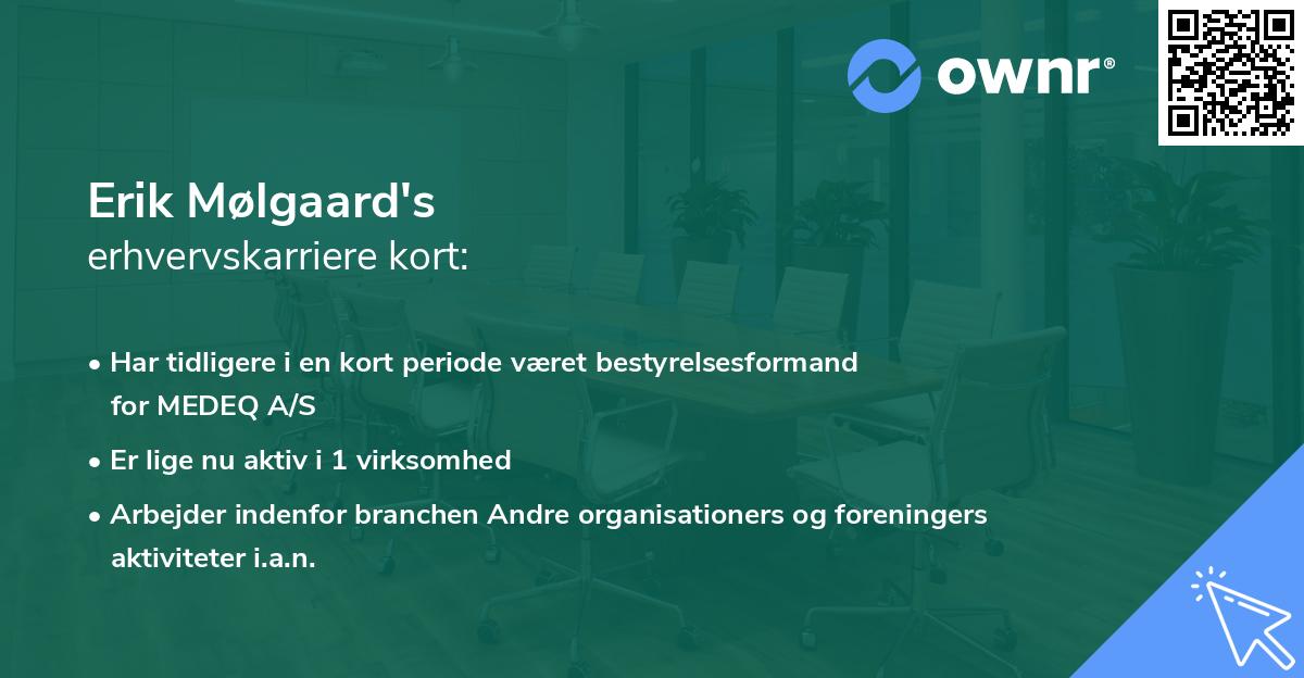 Erik Mølgaard's erhvervskarriere kort