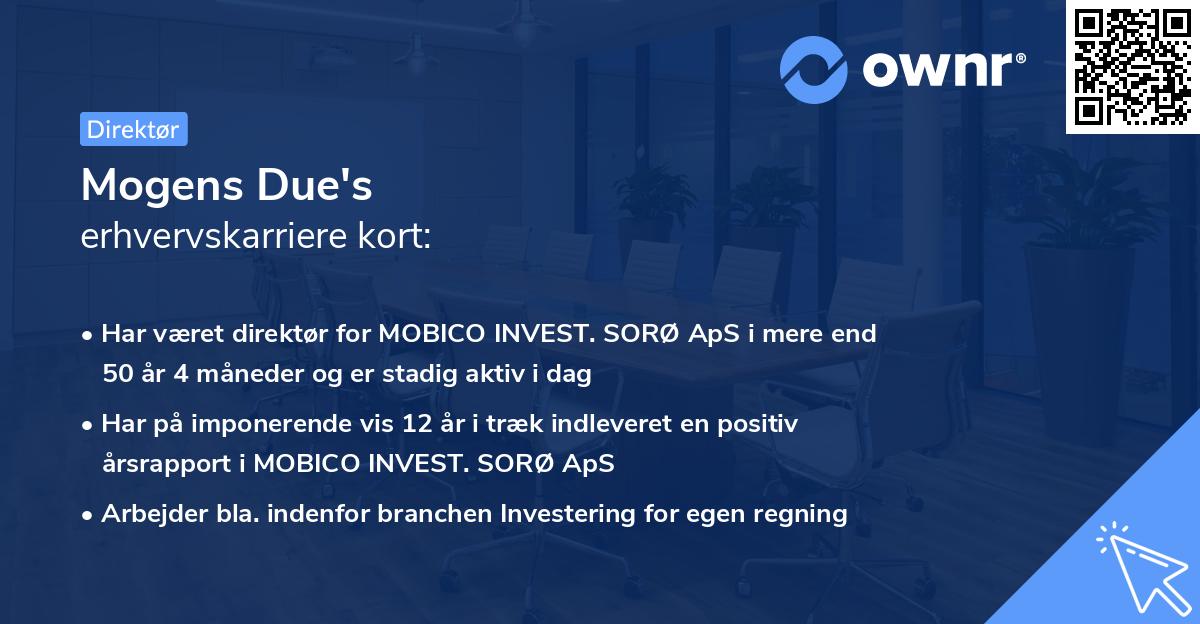 Mogens Due's erhvervskarriere kort