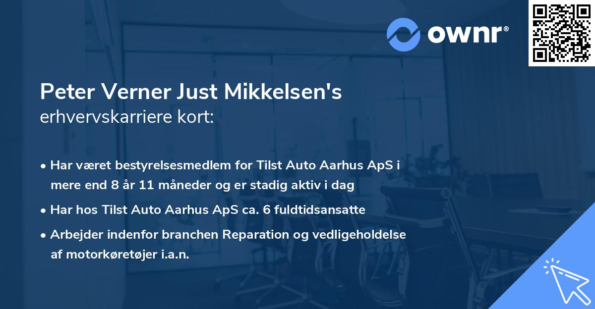 Peter Verner Just Mikkelsen's erhvervskarriere kort