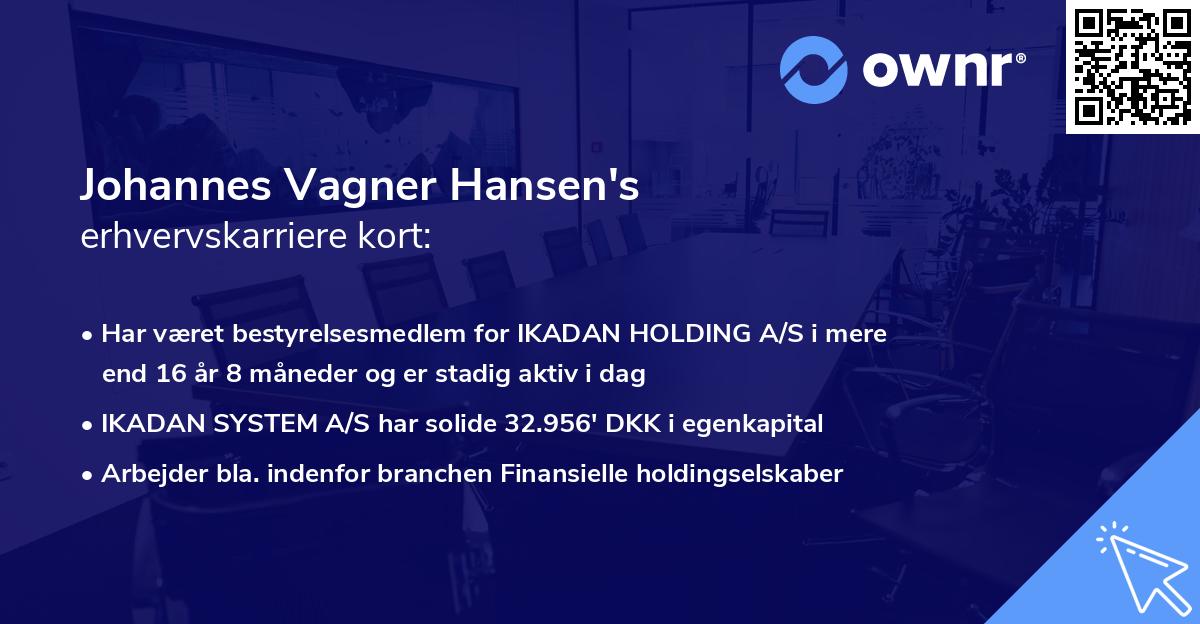 Johannes Vagner Hansen's erhvervskarriere kort