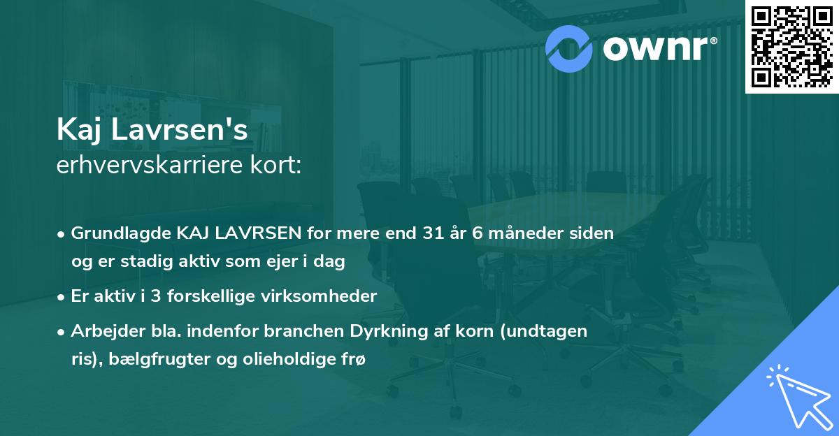 Kaj Lavrsen's erhvervskarriere kort