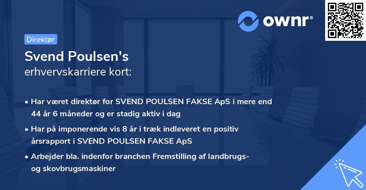 Svend Poulsen's erhvervskarriere kort