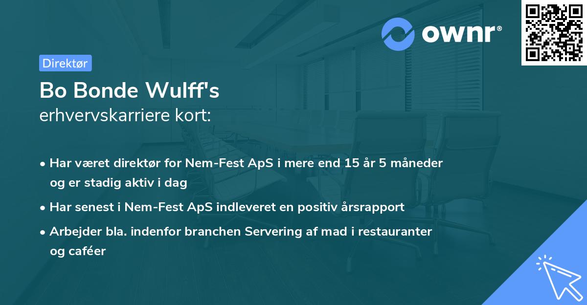 Bo Bonde Wulff's erhvervskarriere kort