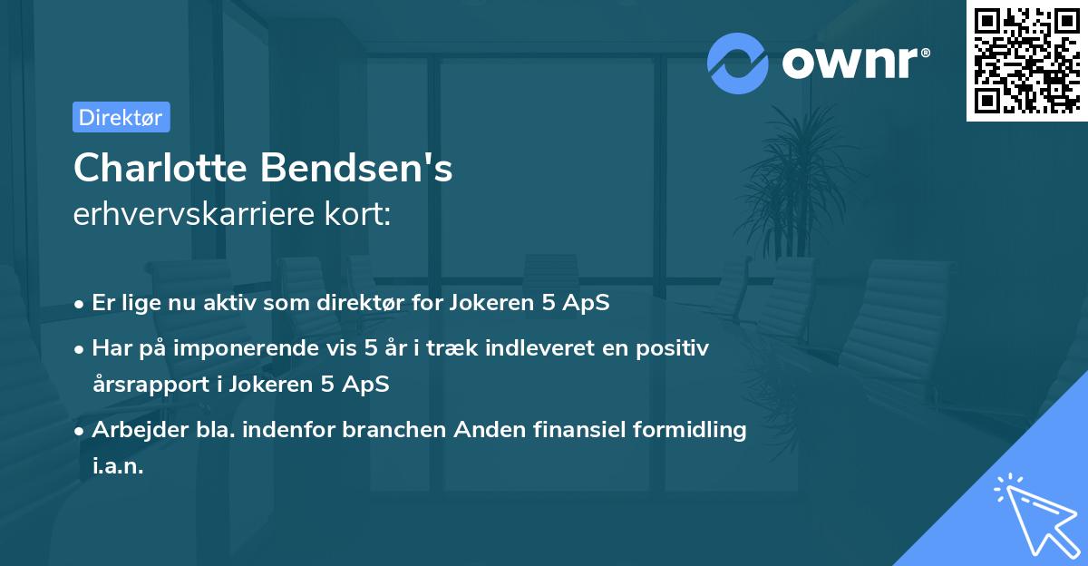 Charlotte Bendsen's erhvervskarriere kort