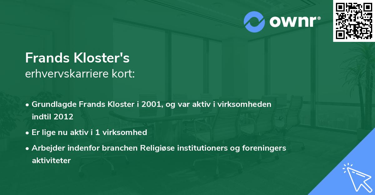 Frands Kloster's erhvervskarriere kort