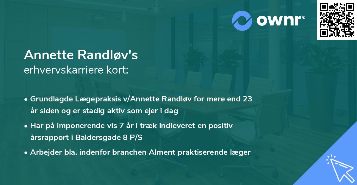 Annette Randløv's erhvervskarriere kort