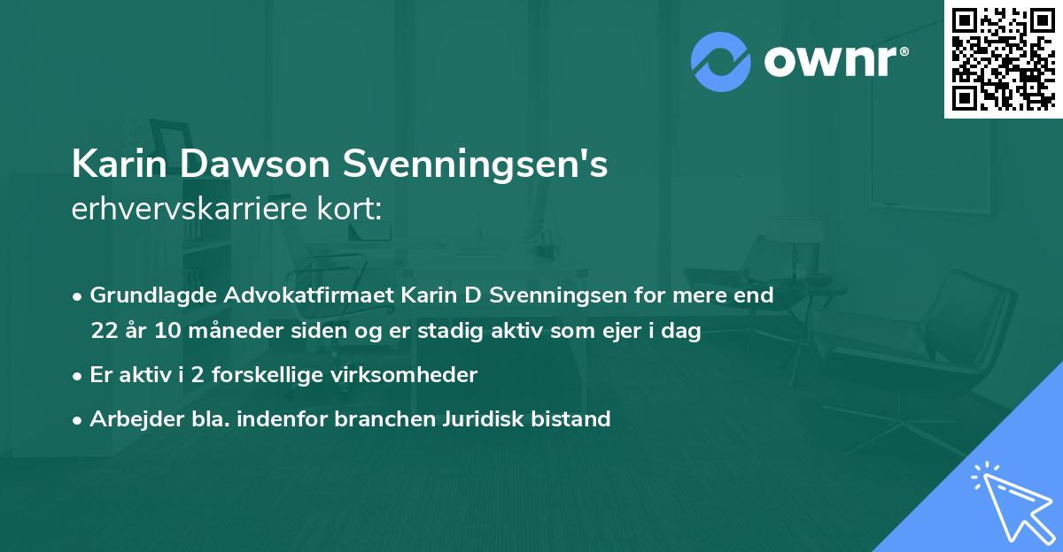 Karin Dawson Svenningsen's erhvervskarriere kort