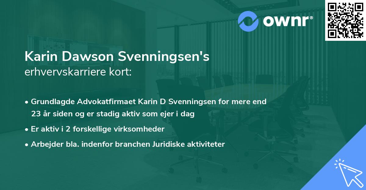 Karin Dawson Svenningsen's erhvervskarriere kort