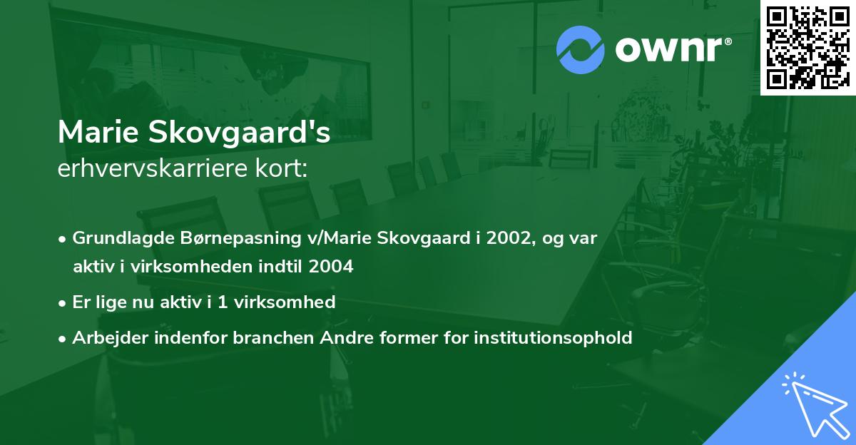 Marie Skovgaard's erhvervskarriere kort