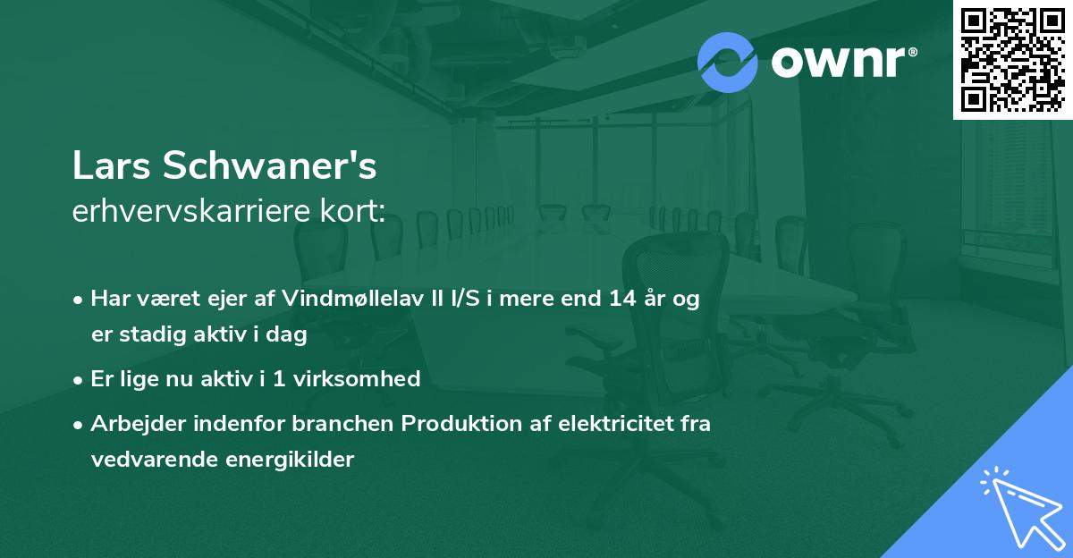 Lars Schwaner's erhvervskarriere kort