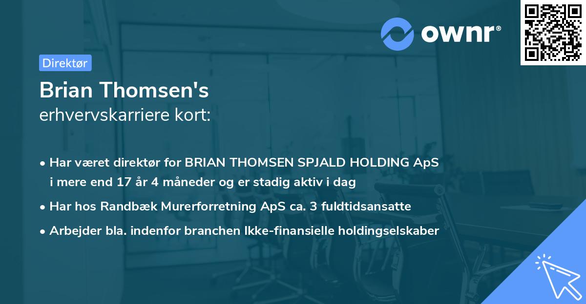 Brian Thomsen's erhvervskarriere kort