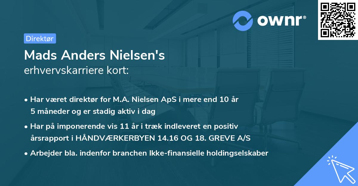 Mads Anders Nielsen's erhvervskarriere kort