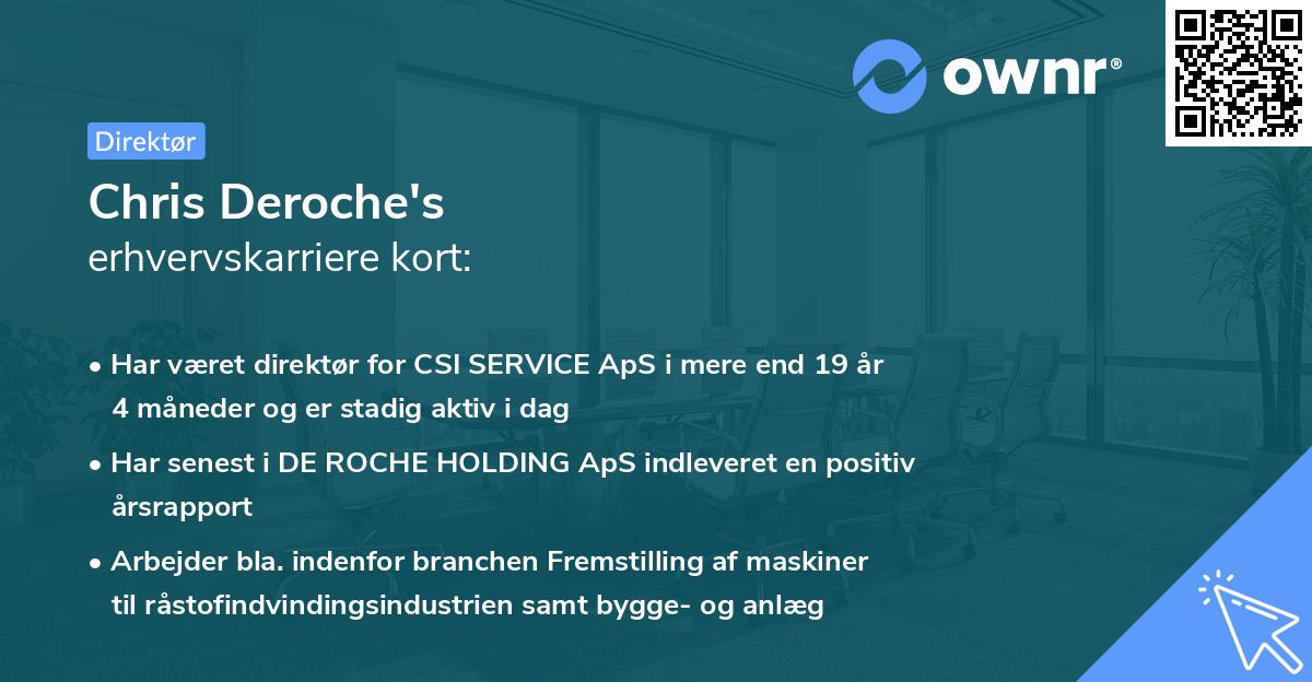 Chris Deroche's erhvervskarriere kort