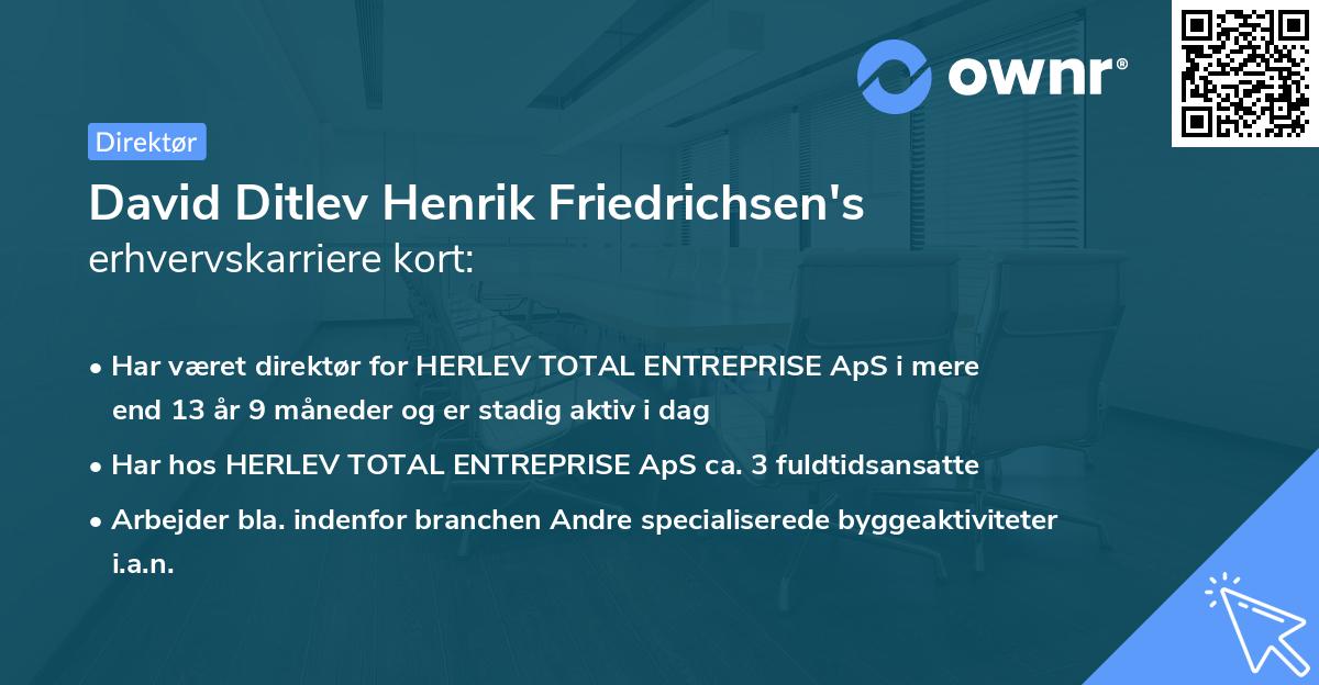 David Ditlev Henrik Friedrichsen's erhvervskarriere kort