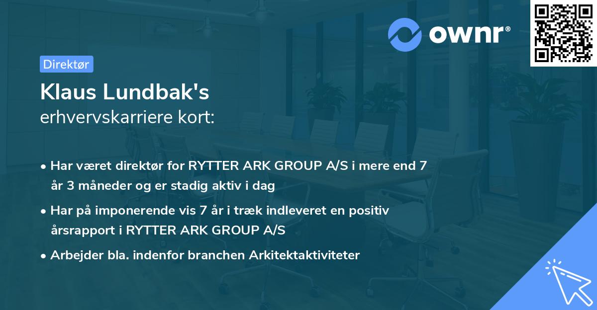 Klaus Lundbak's erhvervskarriere kort