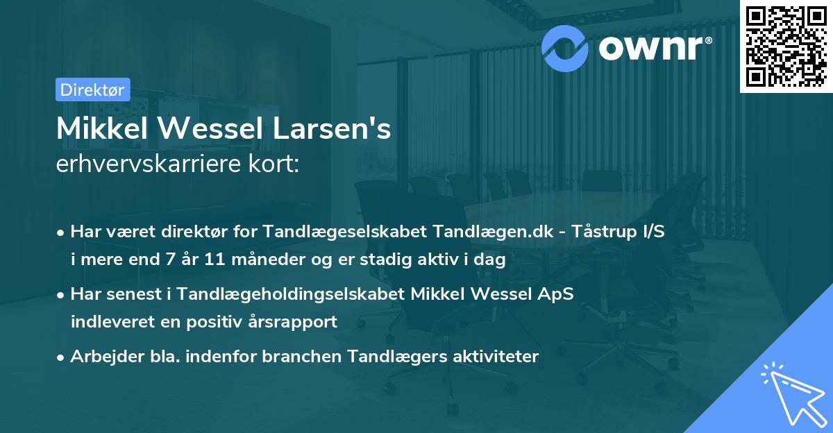 Mikkel Wessel Larsen's erhvervskarriere kort