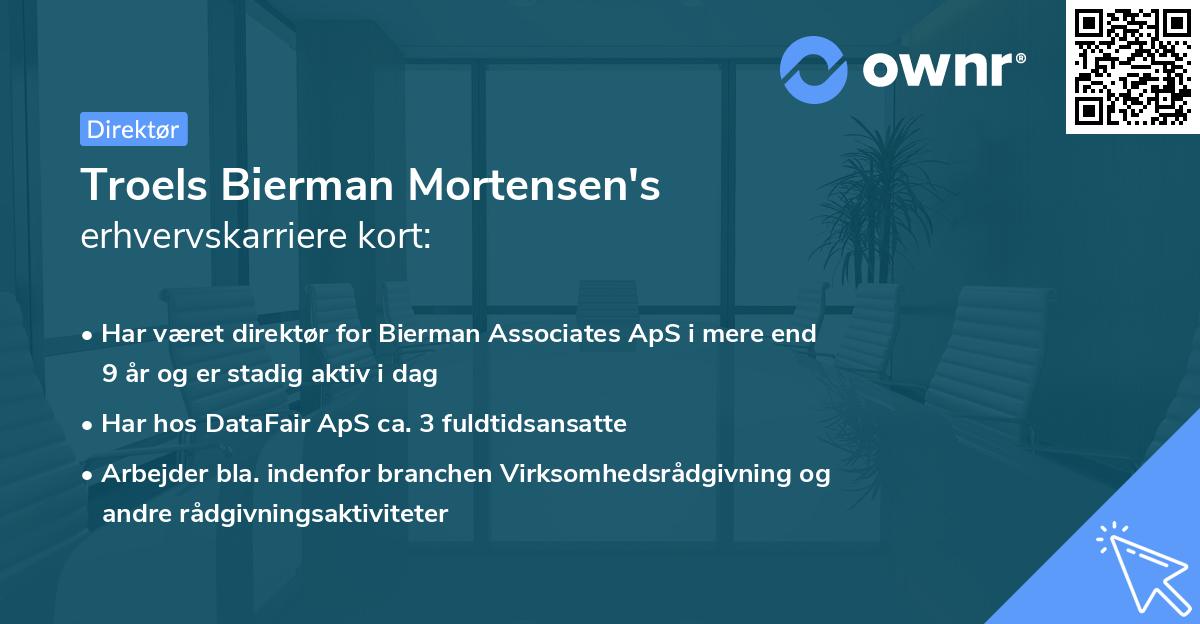 Troels Bierman Mortensen's erhvervskarriere kort