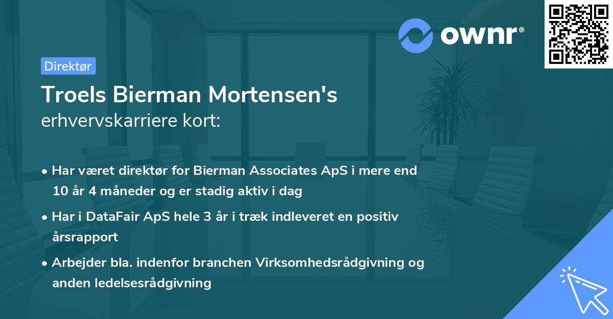 Troels Bierman Mortensen's erhvervskarriere kort