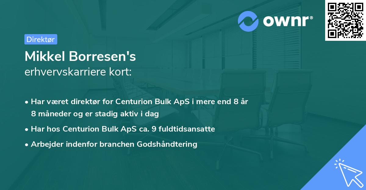 Mikkel Borresen's erhvervskarriere kort