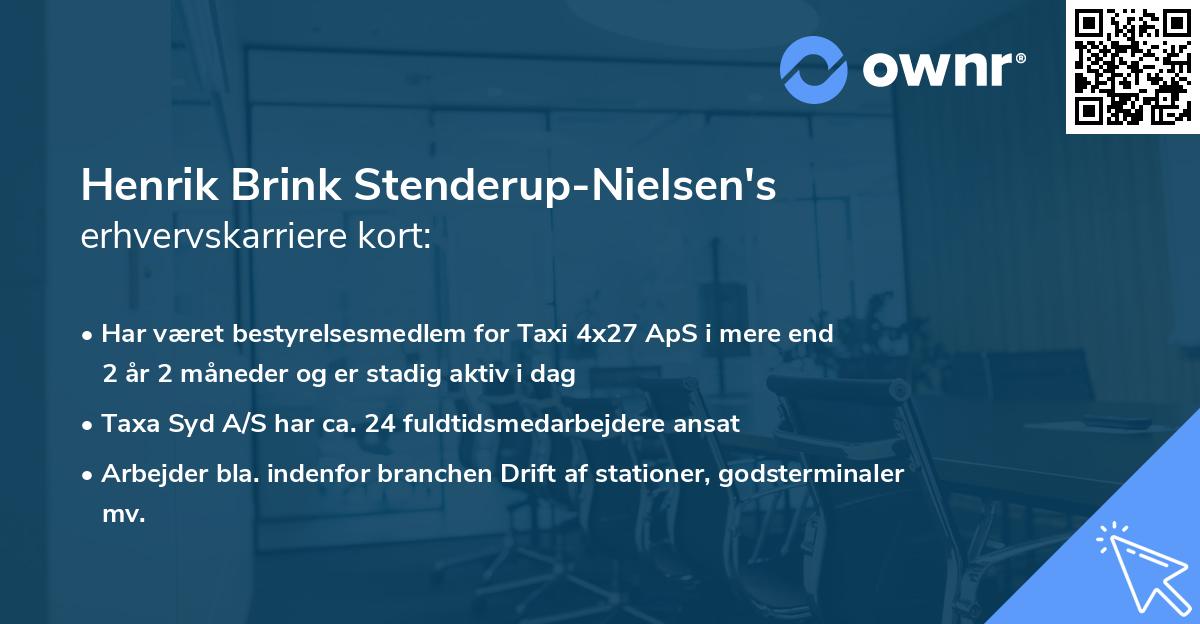 Henrik Brink Stenderup-Nielsen's erhvervskarriere kort