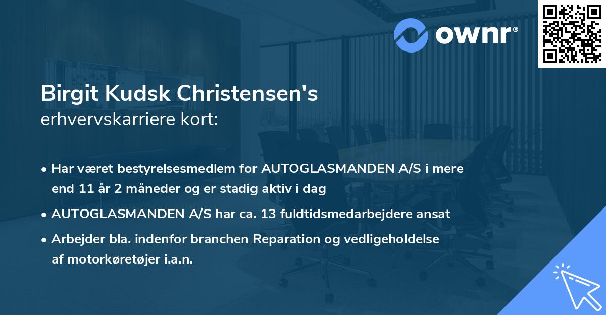 Birgit Kudsk Christensen's erhvervskarriere kort