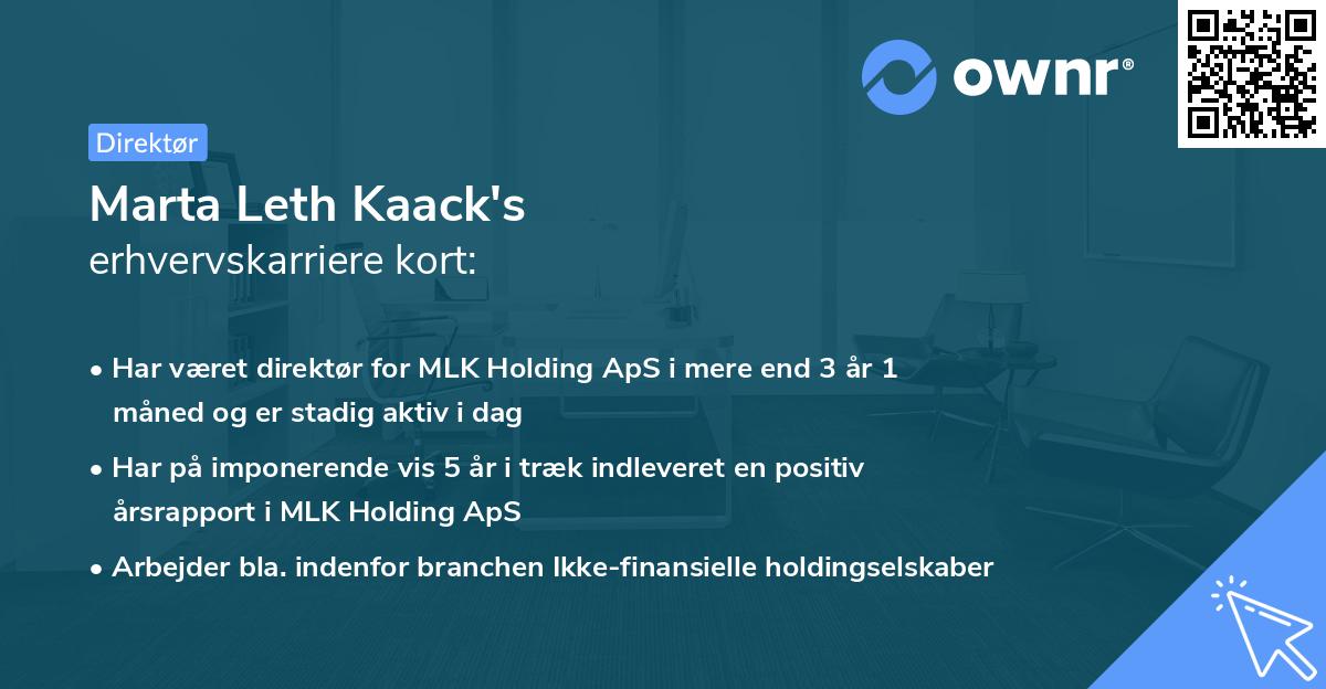 Marta Leth Kaack's erhvervskarriere kort