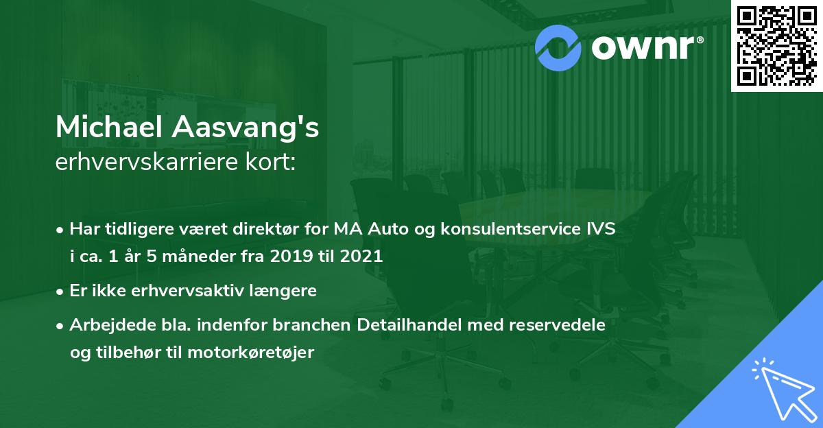 Michael Aasvang's erhvervskarriere kort