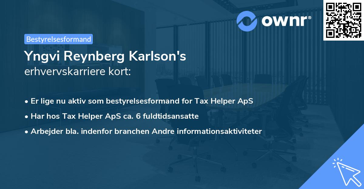 Yngvi Reynberg Karlson's erhvervskarriere kort