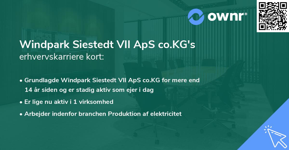 Windpark Siestedt VII ApS co.KG's erhvervskarriere kort