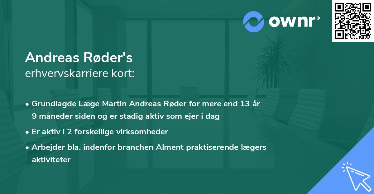 Andreas Røder's erhvervskarriere kort