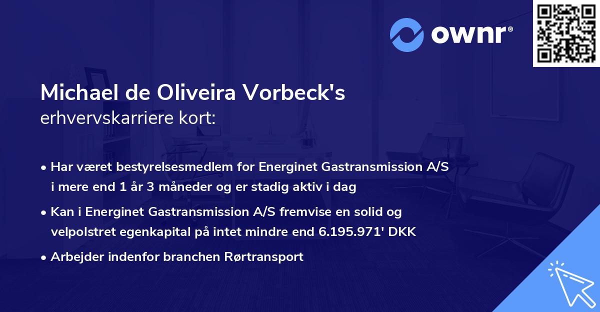 Michael de Oliveira Vorbeck's erhvervskarriere kort