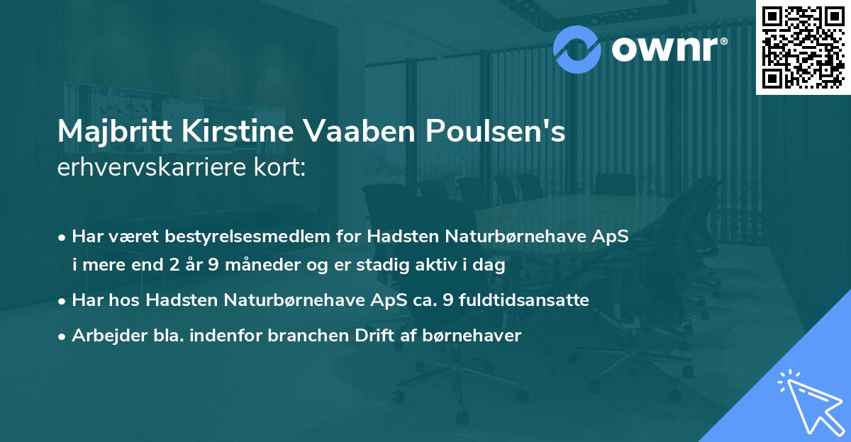 Majbritt Kirstine Vaaben Poulsen's erhvervskarriere kort