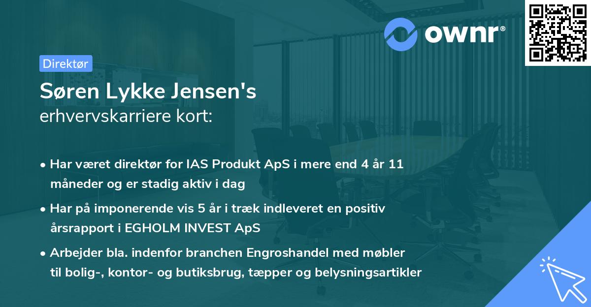 Søren Lykke Jensen's erhvervskarriere kort