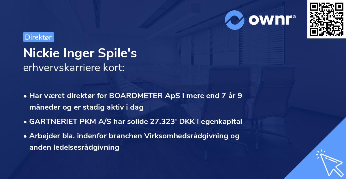 Nickie Inger Spile's erhvervskarriere kort