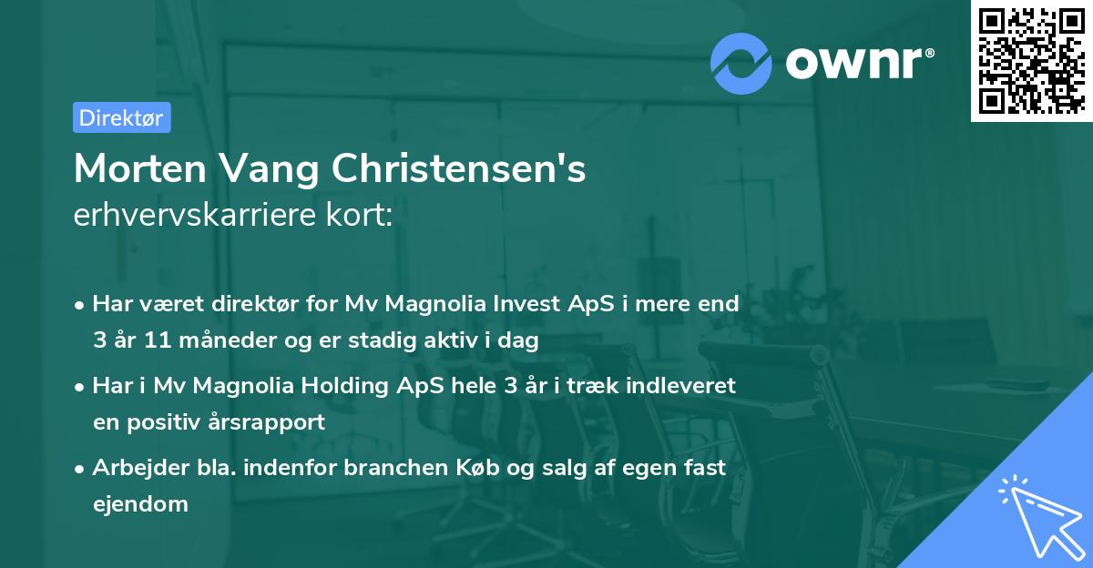 Morten Vang Christensen's erhvervskarriere kort