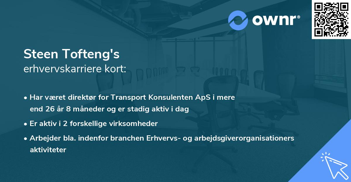 Steen Tofteng's erhvervskarriere kort