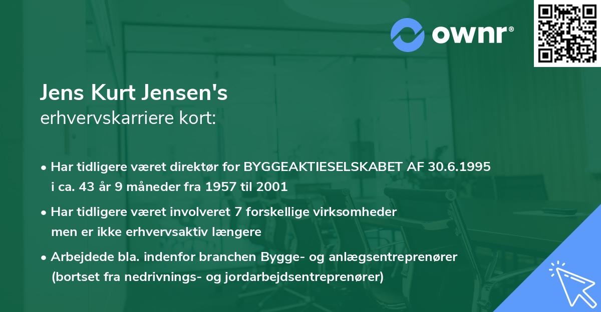 Jens Kurt Jensen's erhvervskarriere kort