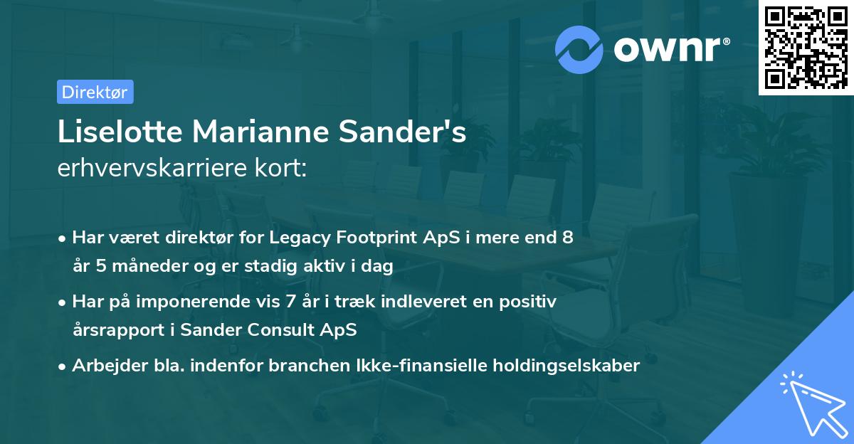 Liselotte Marianne Sander's erhvervskarriere kort